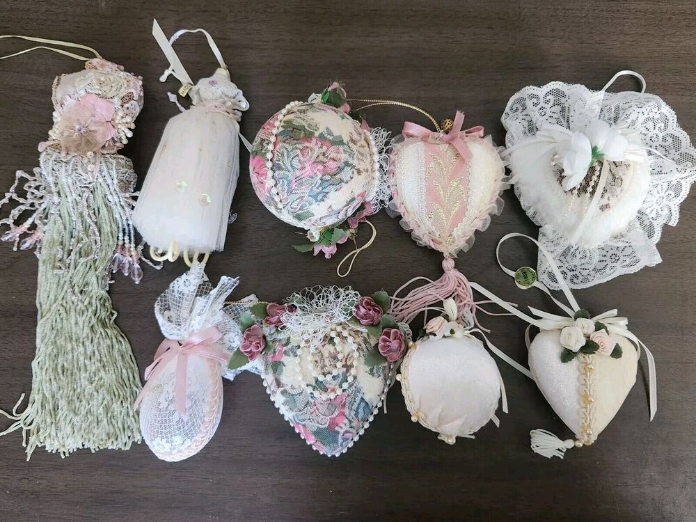 KSA Collectables Vtg Kurt Hadler Victorian Ornament Lot Of 9 With Musical Heart!